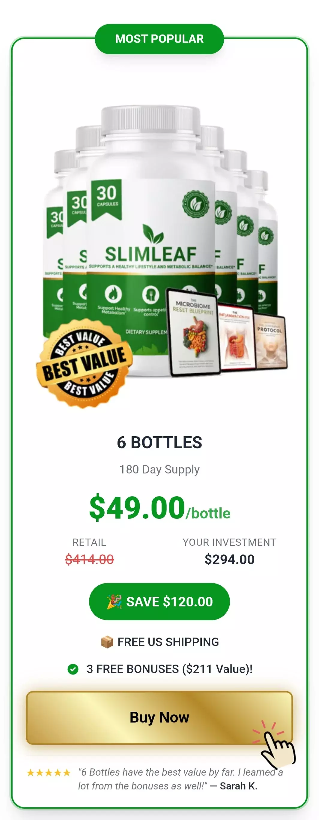 SlimLeaf™ 6 bottles pricing